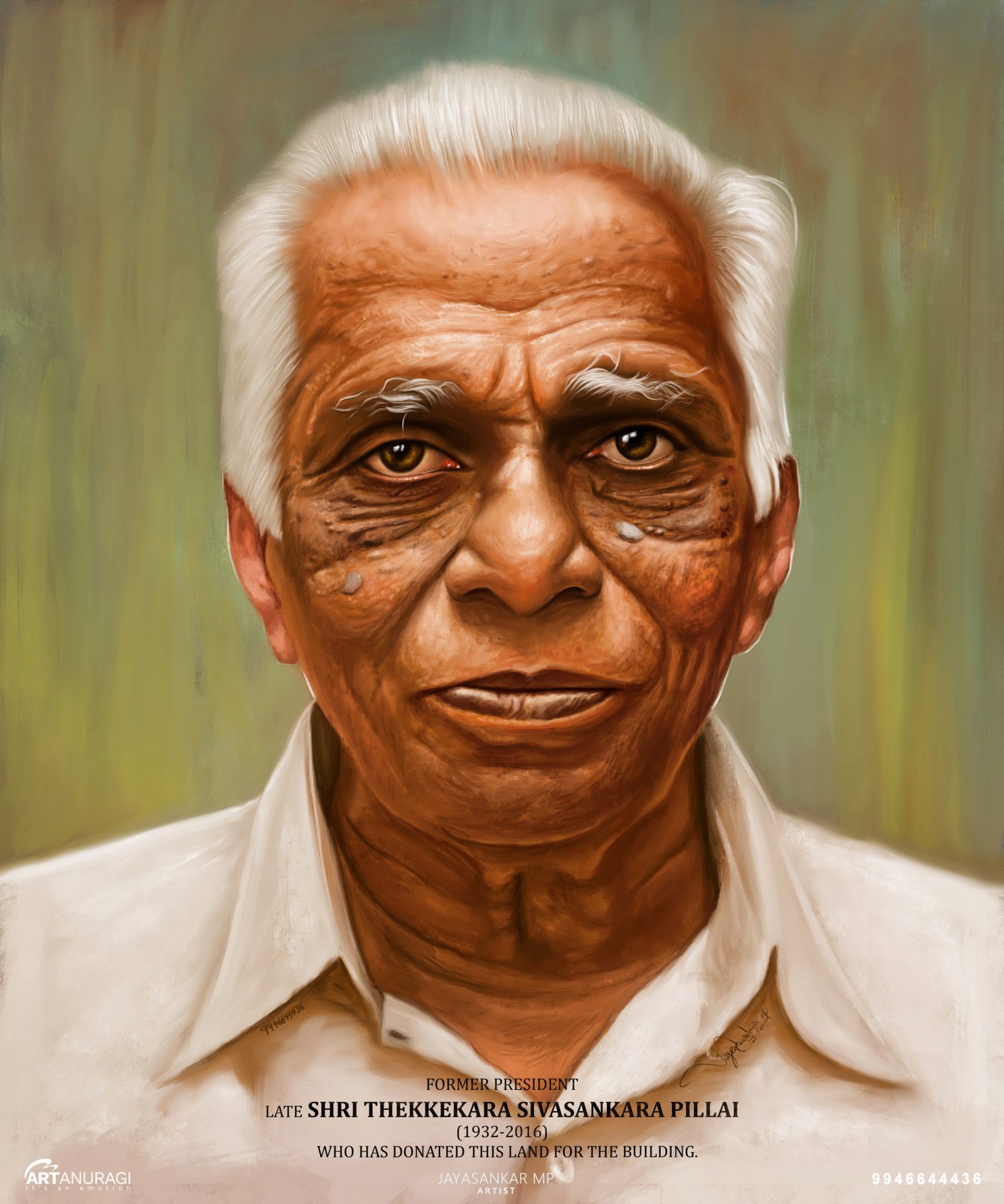 A Digital Portrait Painting of Sri Thekkekkara Sivasankara Pillai