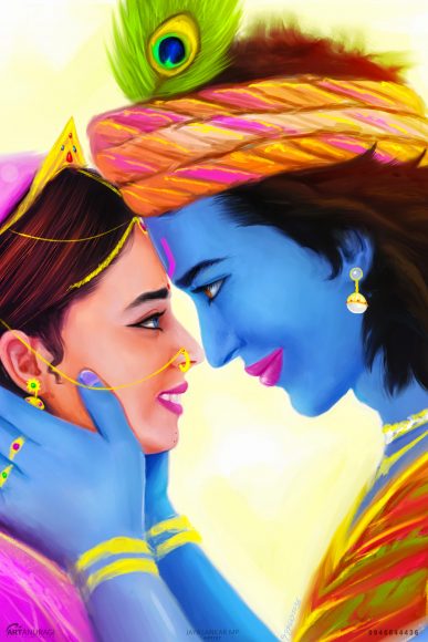 Krishna Radha Painting by Jayasankar mp artist